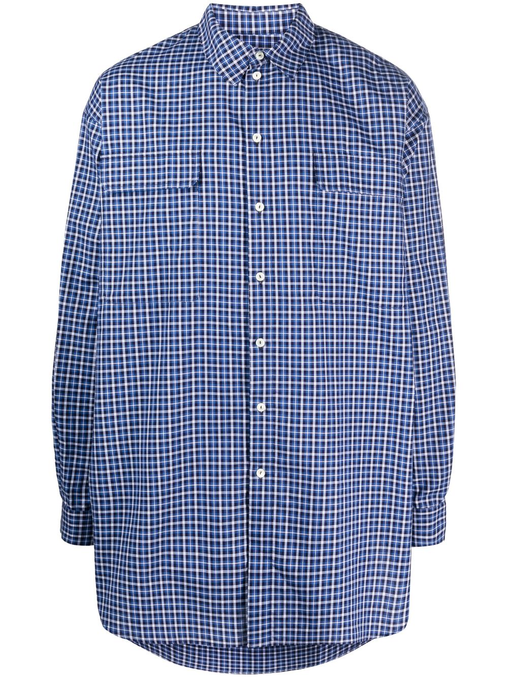 Plaid-pattern oversize shirt - Blue