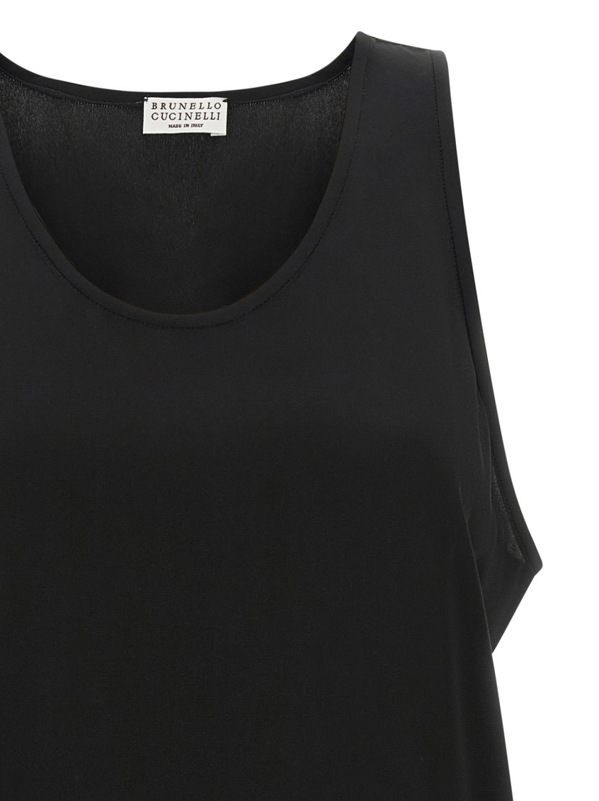 Brunello Cucinelli - monile silk top sleeveless round neckline