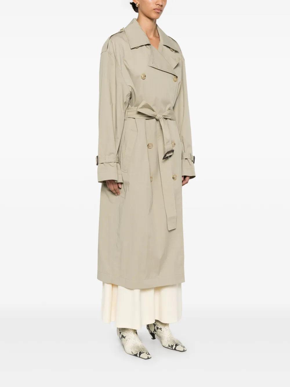 Toteme Women's Double-Breasted Trench In Cotton Blend in Beige | Size 38 | 252 Color WRO0197FB0410