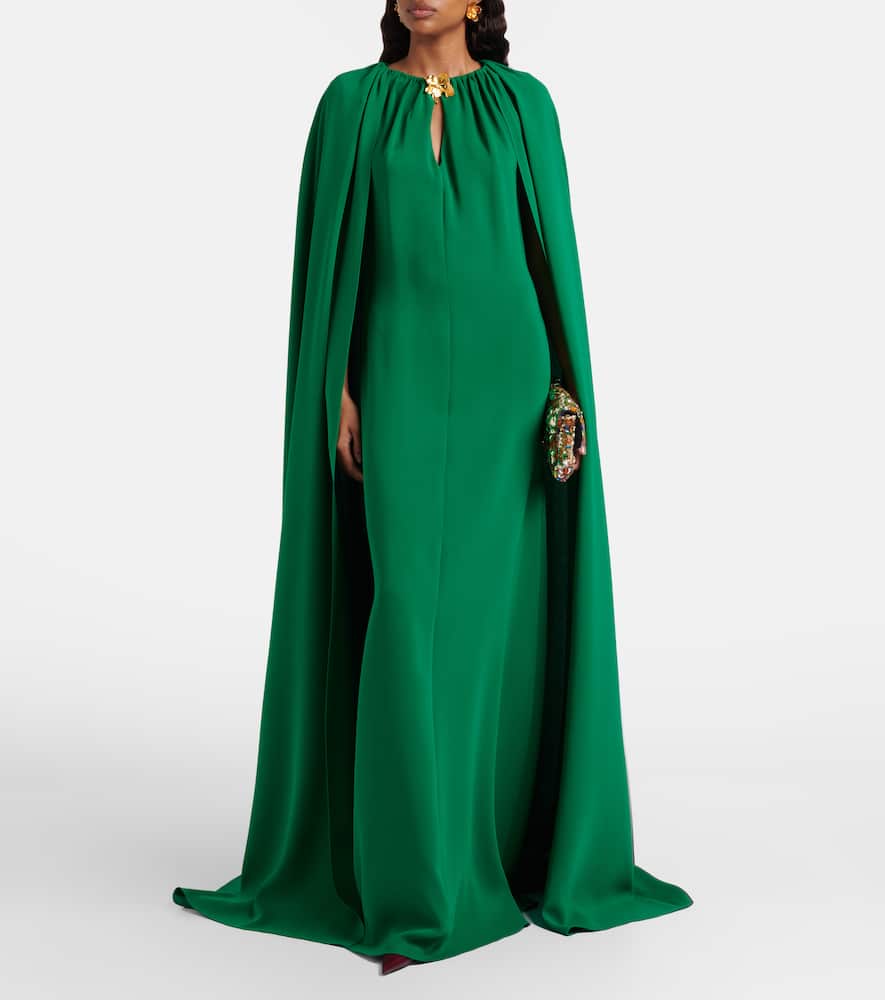 Cyclamen silk-blend georgette kaftan