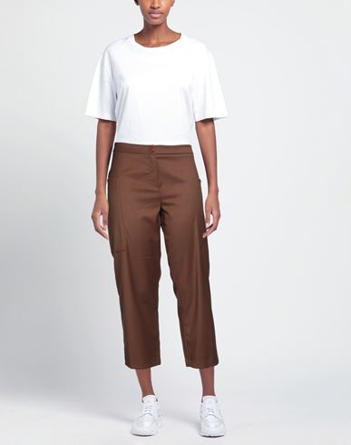 Pre't A Porte'r Woman Pants Brown Size 12 Polyester, Viscose, Elastane