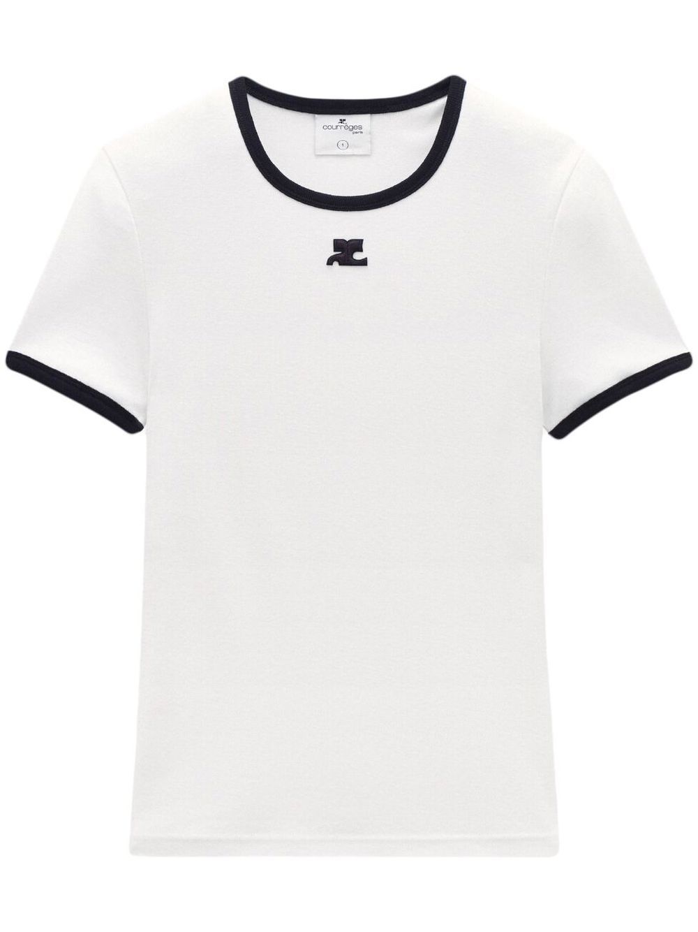 Courrèges Cotton Logo T-Shirt with Contrast Trim for Women