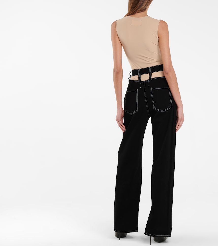 Cutout high-rise wide-leg jeans