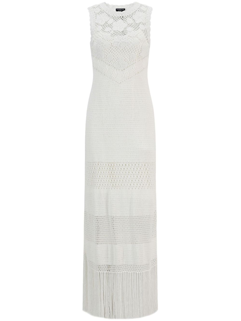 Shukui crochet fringed dress - Neutrals