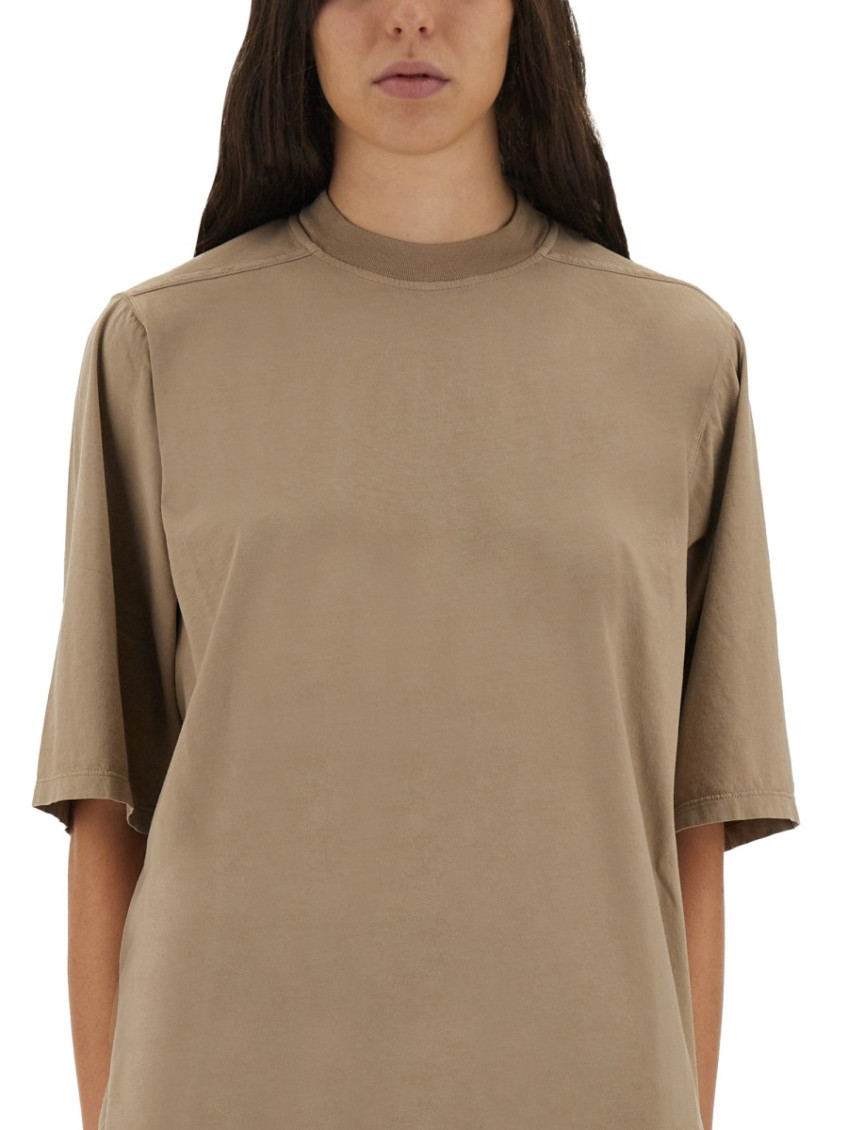 Beige Solid Crew Neck T-Shirt
