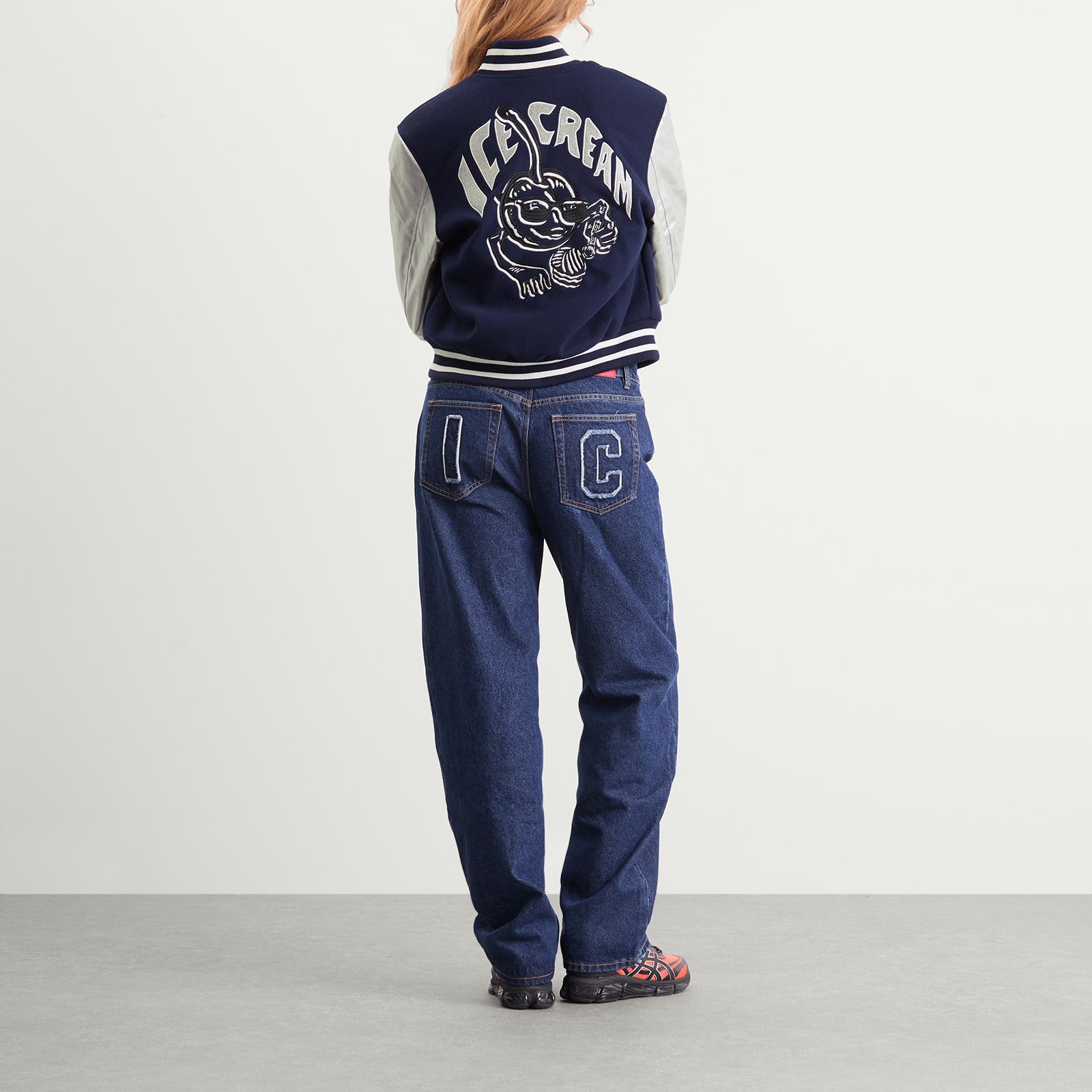 Women's Cherry Varsity Jacket Navy/Silver