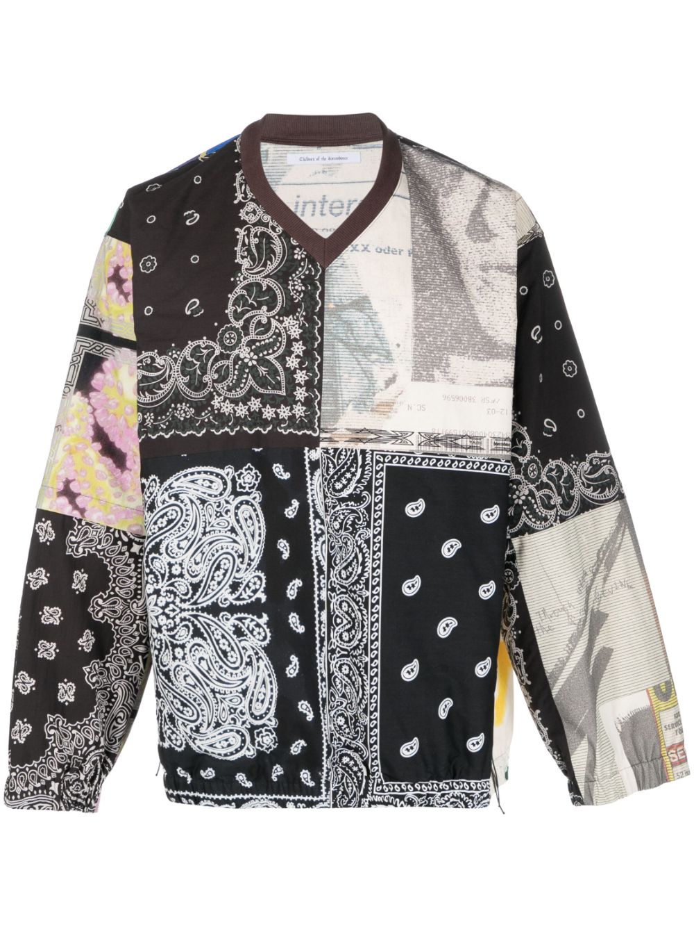 Patchwork pattern-print cotton jumper - Neutrals