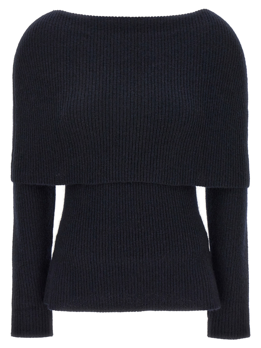 -Soft Neckline Sweater Maglioni Blu-Donna