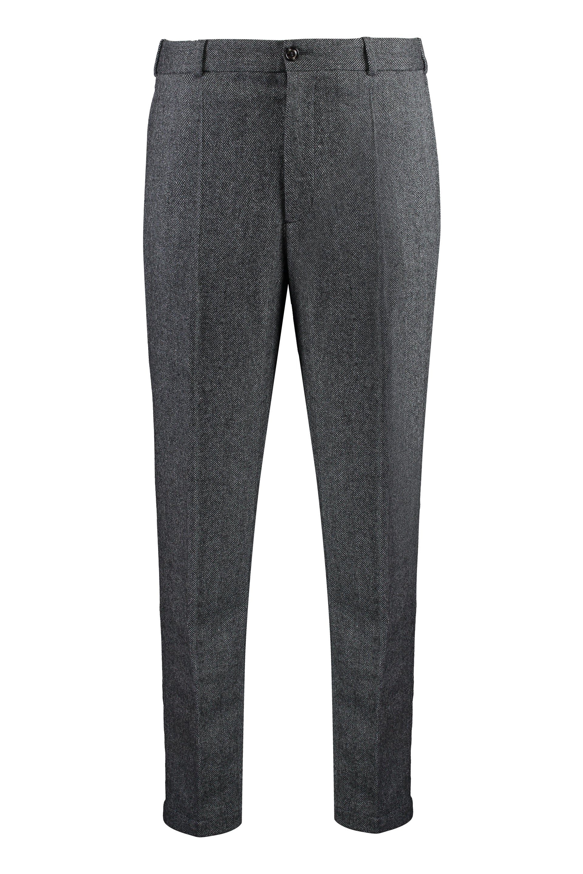 Herringbone Tweed Wool-Blend Trousers