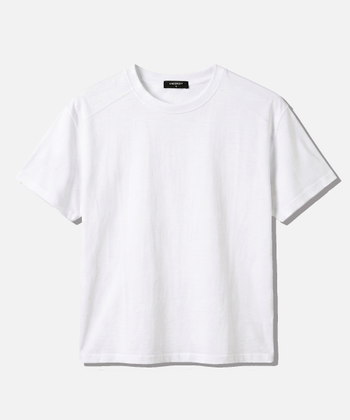 Muscle fit cropped cut-out short sleeve t-shirt white