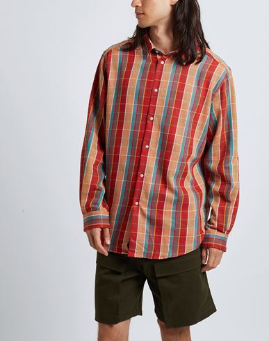 Cotton Striped Oversize Shirt Man Shirt Rust Size M Cotton