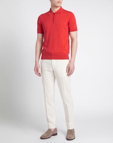 Man Polo shirt Coral Size 40 Cotton