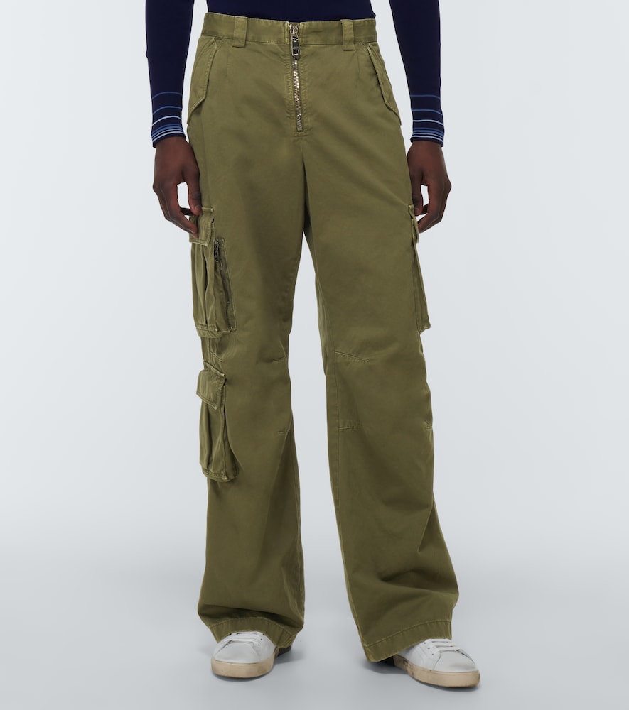 High-rise cotton cargo pants