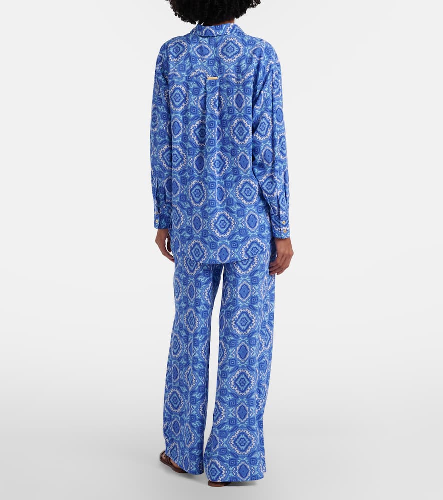 Mykonos printed silk wide-leg pants