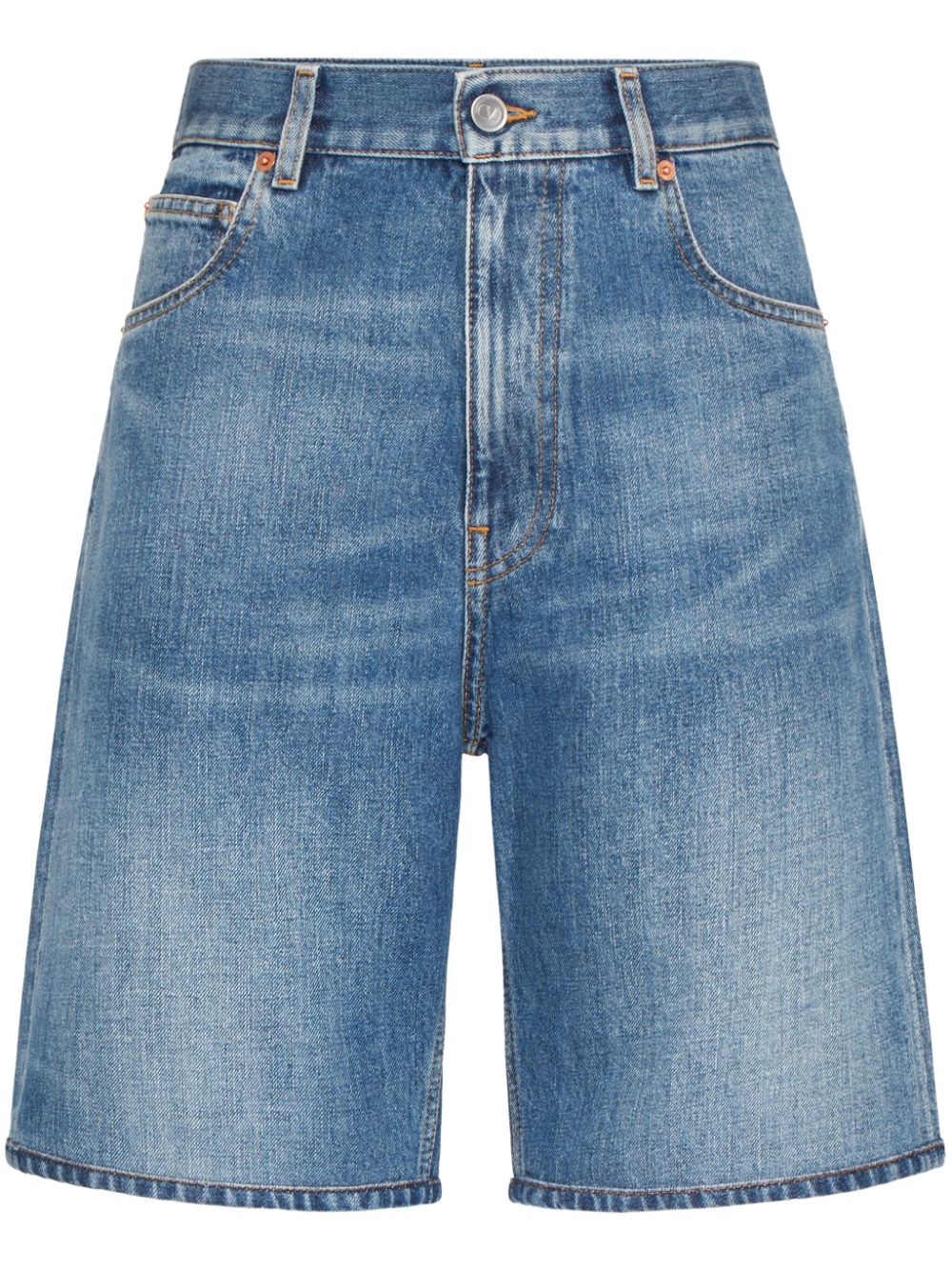 High-waisted denim shorts - Blue