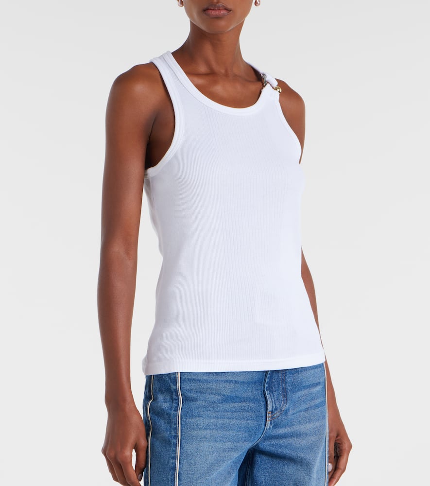 Piercing cotton jersey tank top
