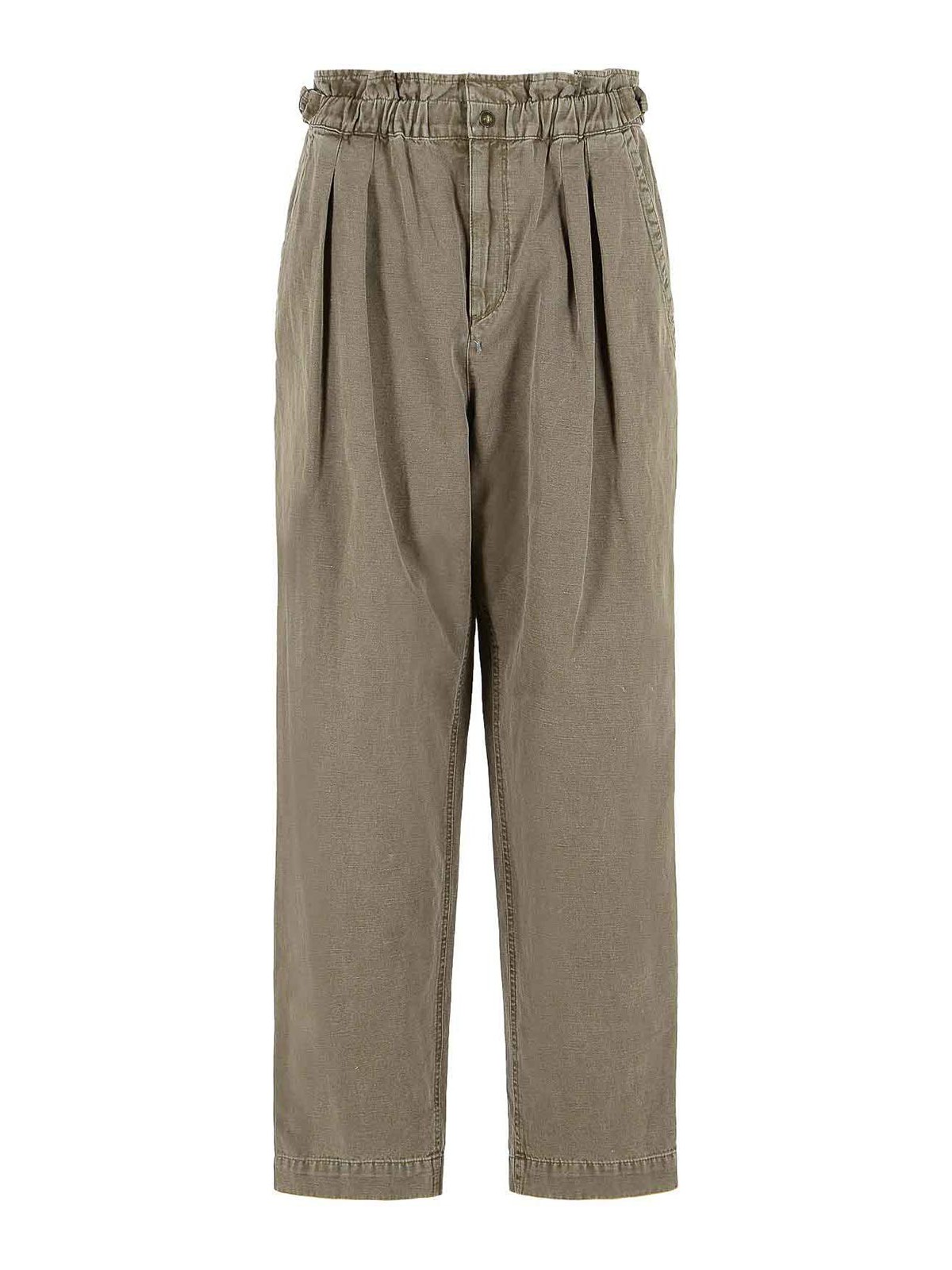 Neriah Brown Cotton And Linen Pants