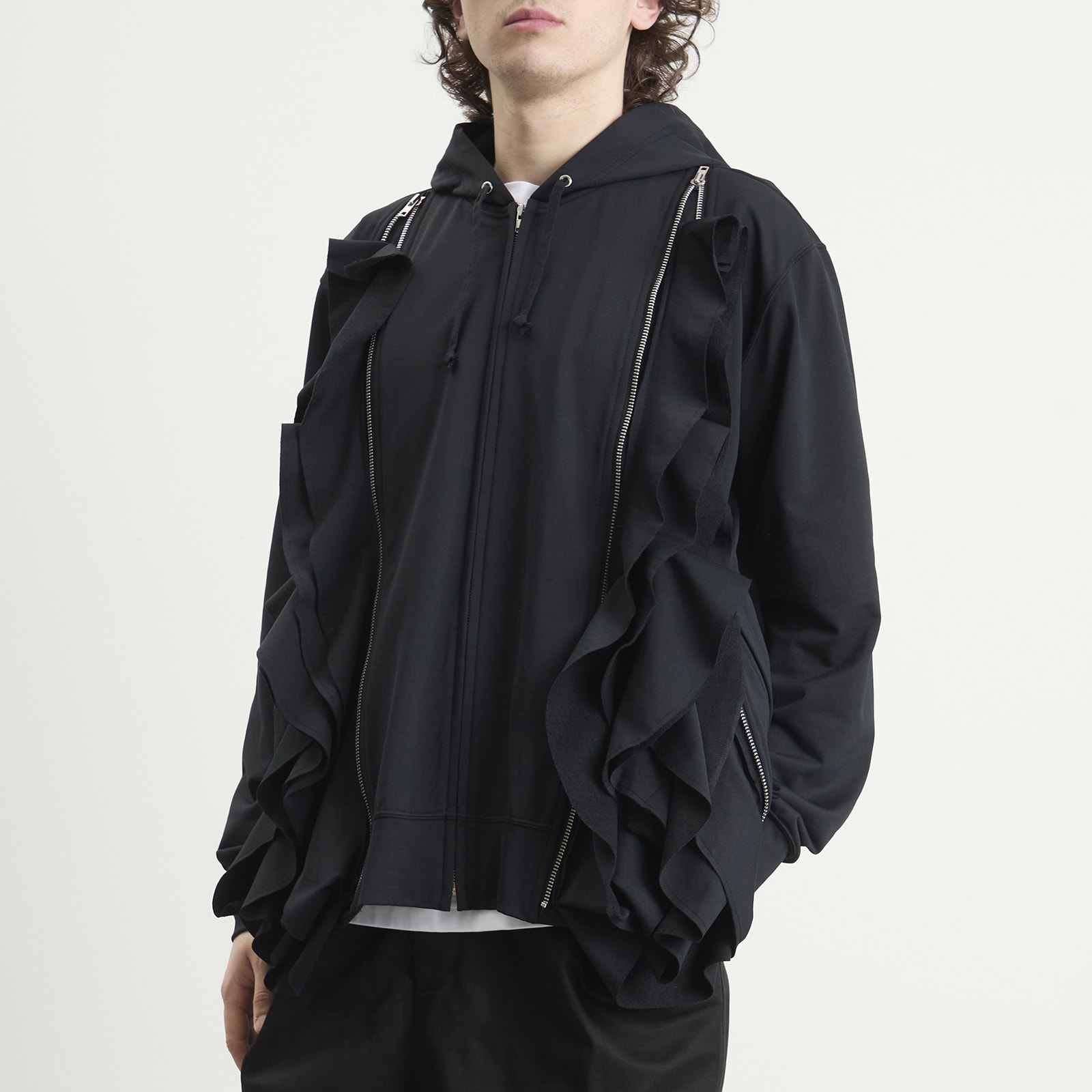 COMME des GARCONS Homme Plus Double Zipper Hoodie in Black - Black. M also in XL/1X