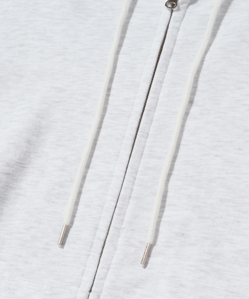 Two-Way Hooded Zip-Up in White Melange