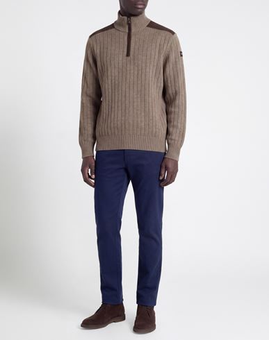 Man Turtleneck Khaki Size L Virgin Wool, Viscose, Cashmere