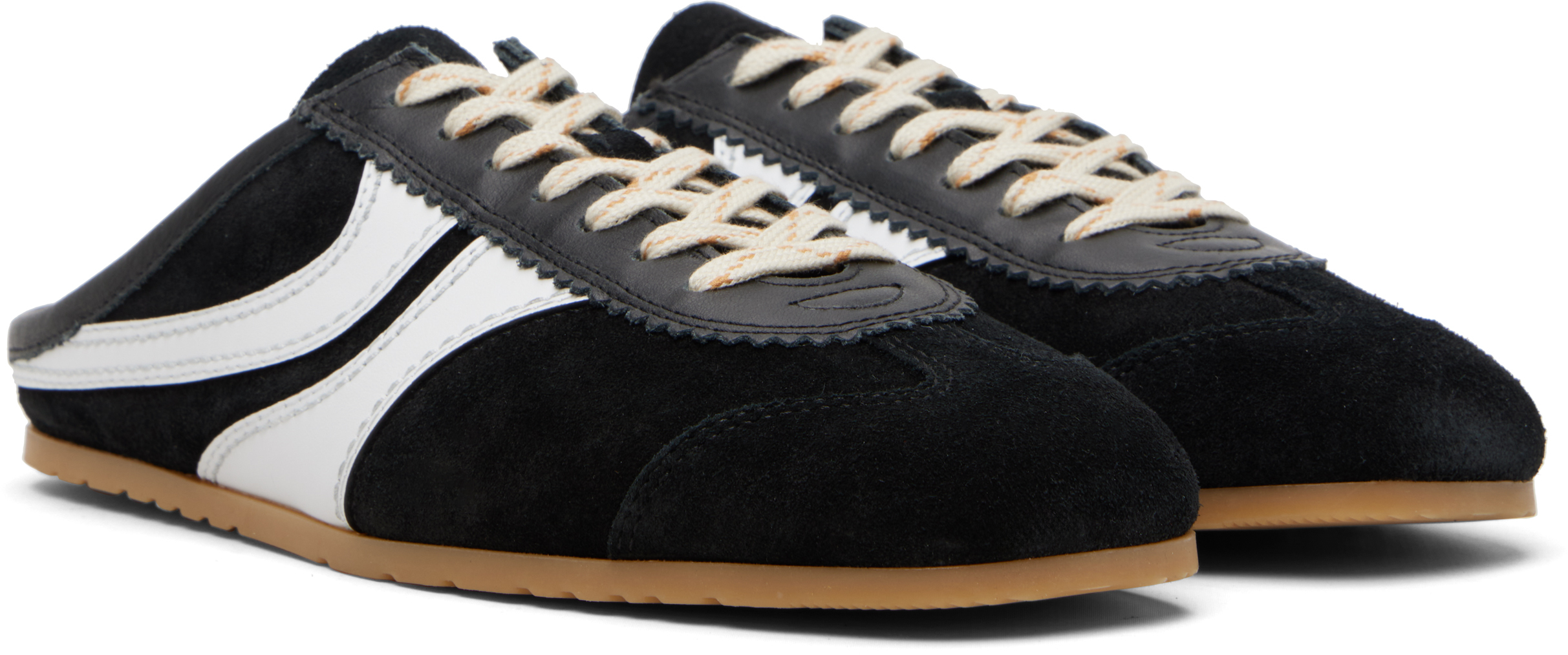 Black Suede Sneaker Mule Loafers