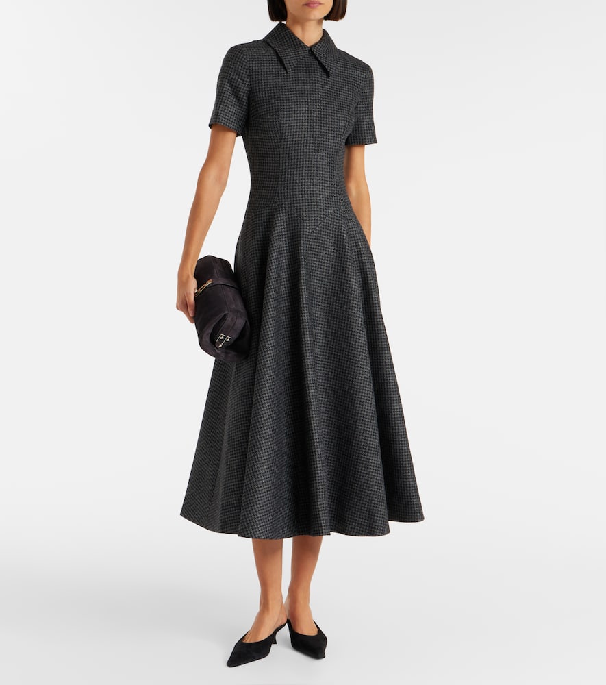 Jody houndstooth wool-blend midi dress