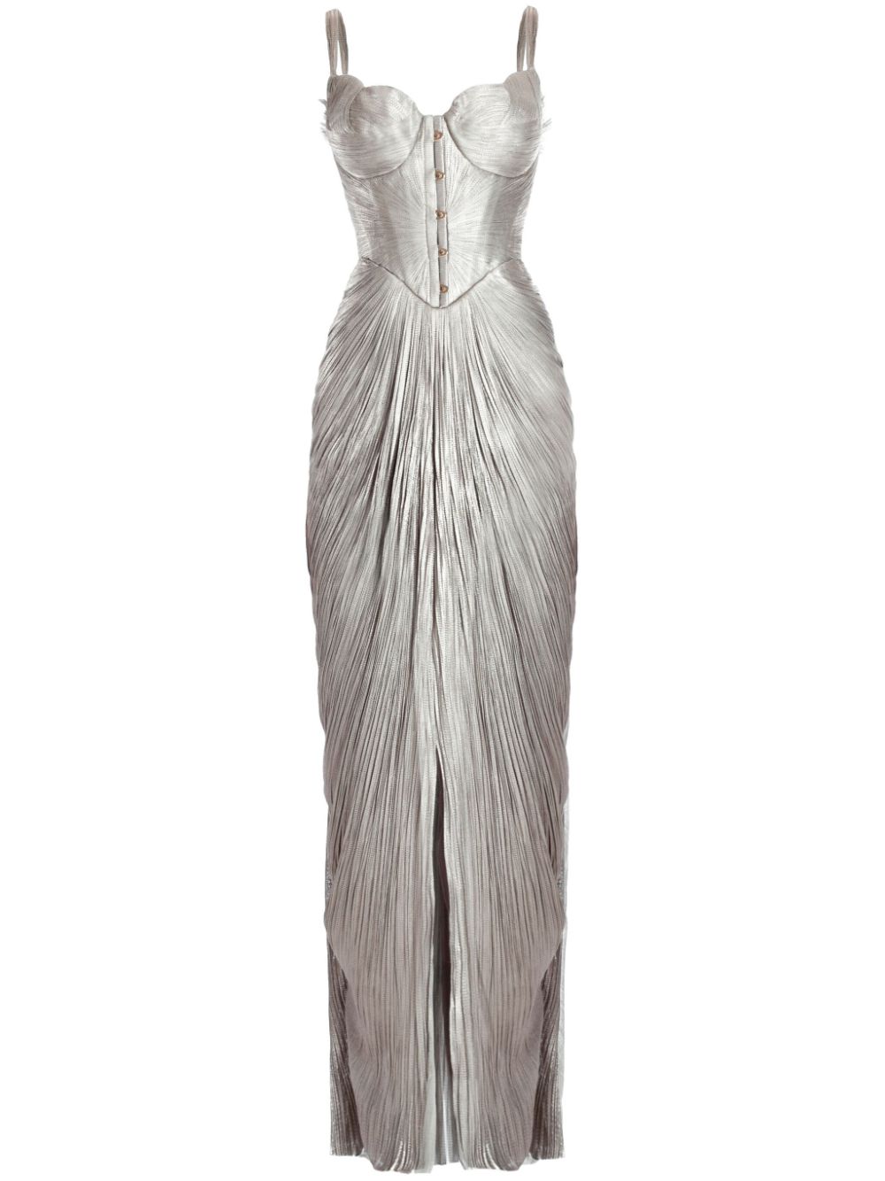 Noemie corset slit gown - Silver