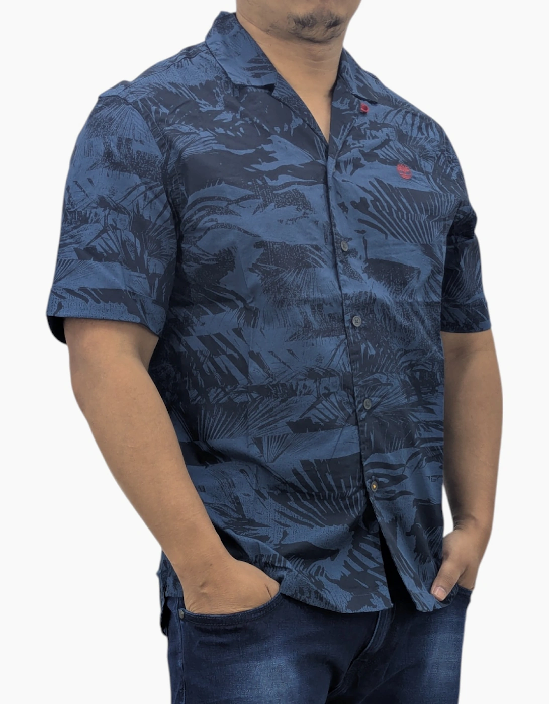 Men's Timberland Mens Hawaiian Shirt Vintage Casual Beach Summer Holiday Floral - Navy And Black