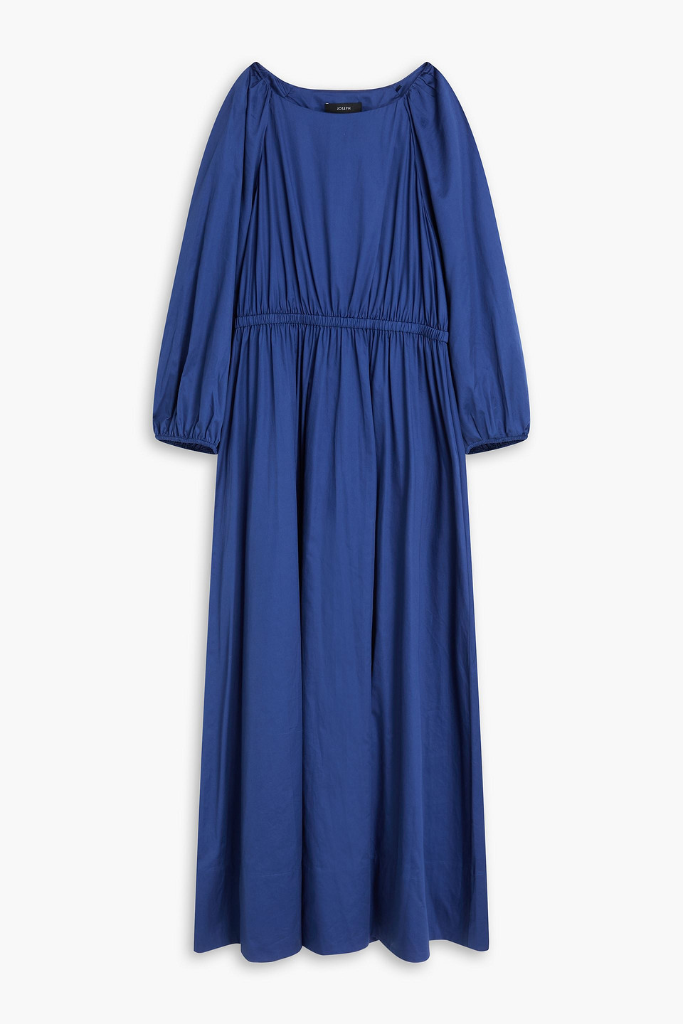 Bella gathered cotton-poplin maxi dress - Blue - FR 40