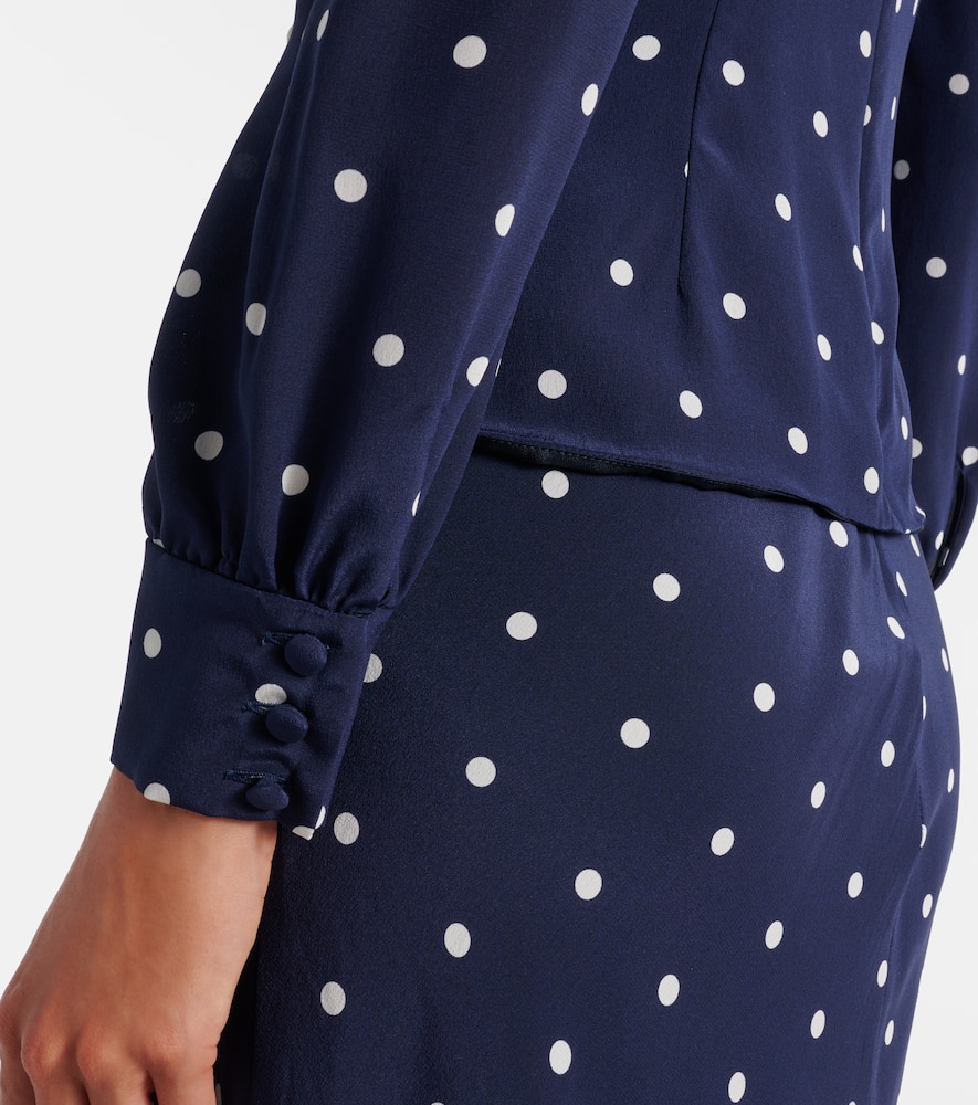 Polka-dot silk midi dress