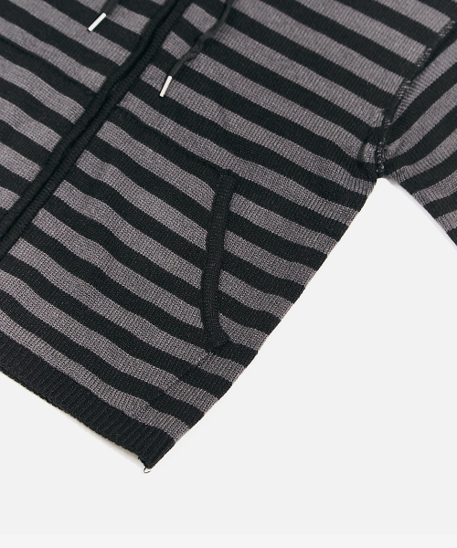 S / T Knit Hoodie Zip-Up_Black/Gray