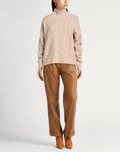 Woman Turtleneck Beige Size 8 Cashmere