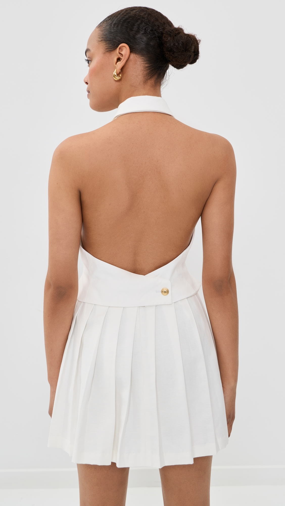 Pleated Waistcoat Mini Dress White