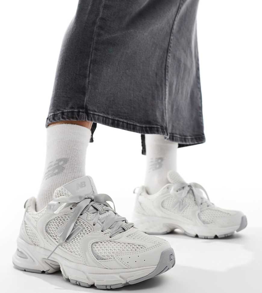530 sneakers with ribbon laces in silver - Exclusive to ASOS