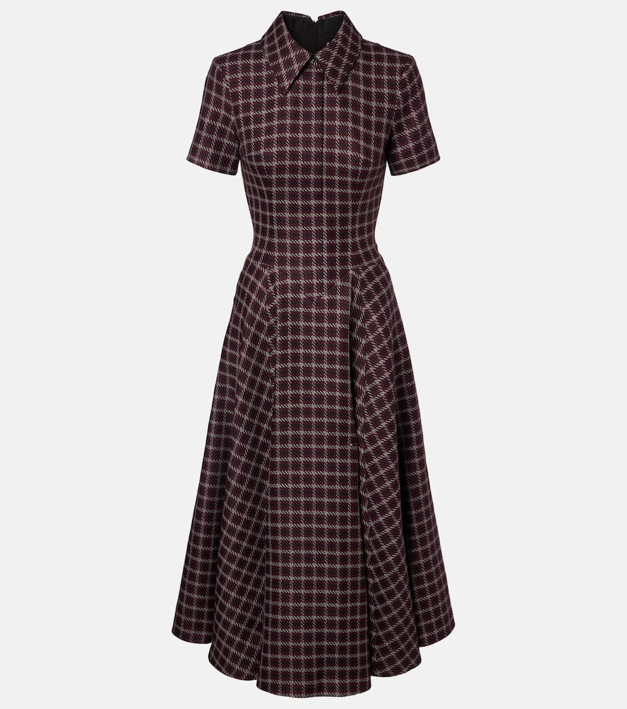 Jody houndstooth wool-blend midi dress