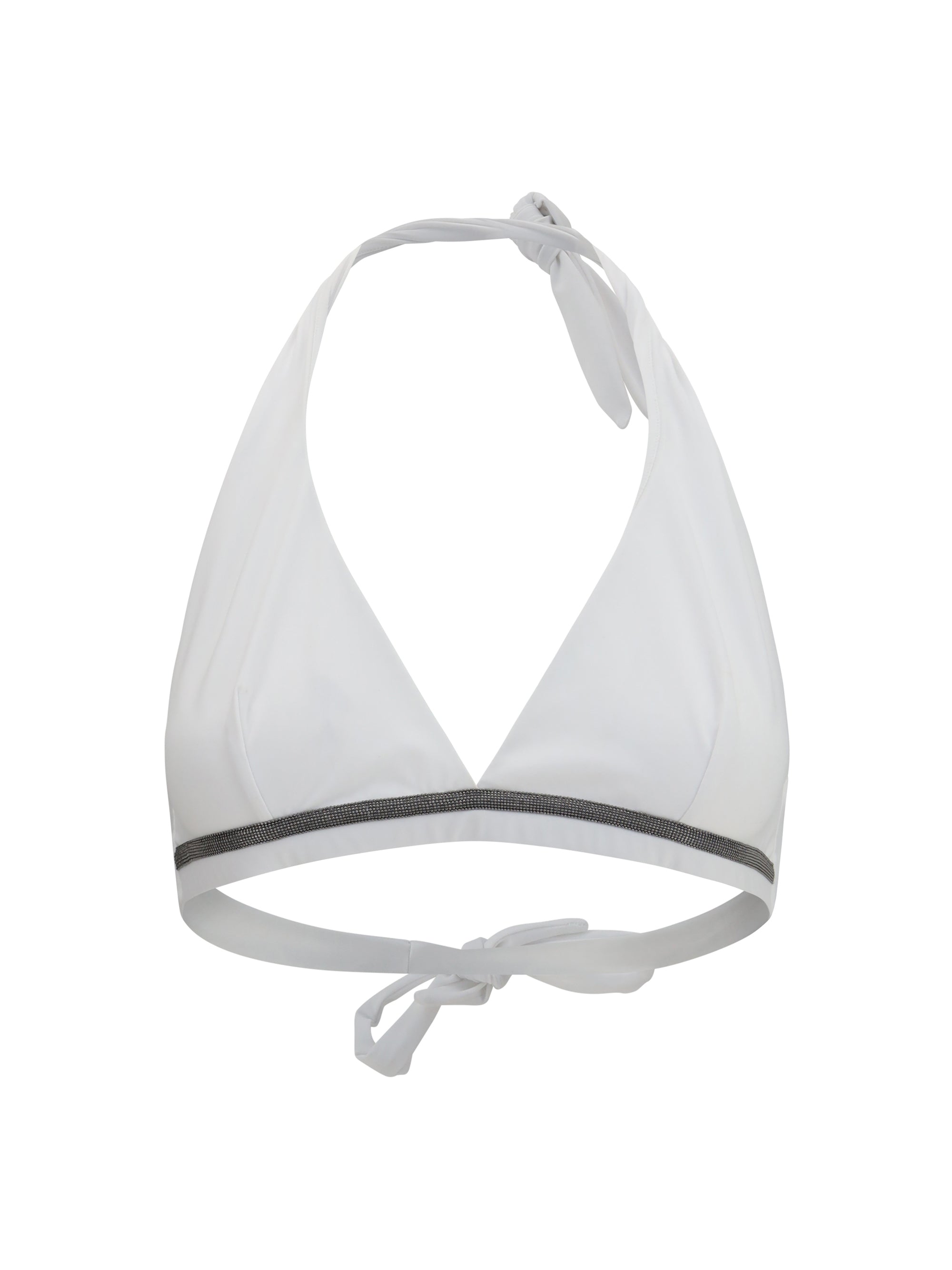 Monili-Embellished Tech Jersey Bikini Top — White