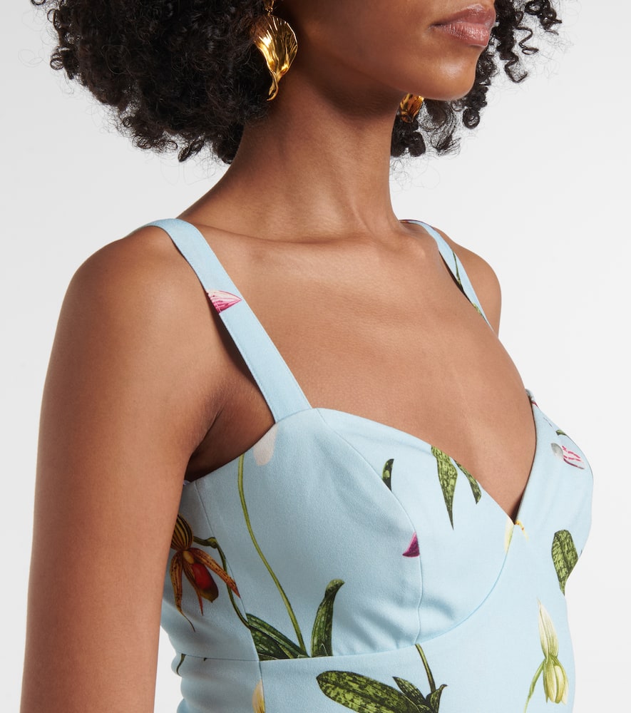 Floral belted cady midi dress