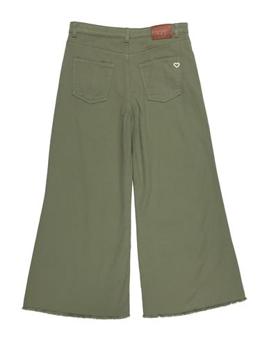 Kid Girl Pants Military green Size 16 Cotton, Elastane