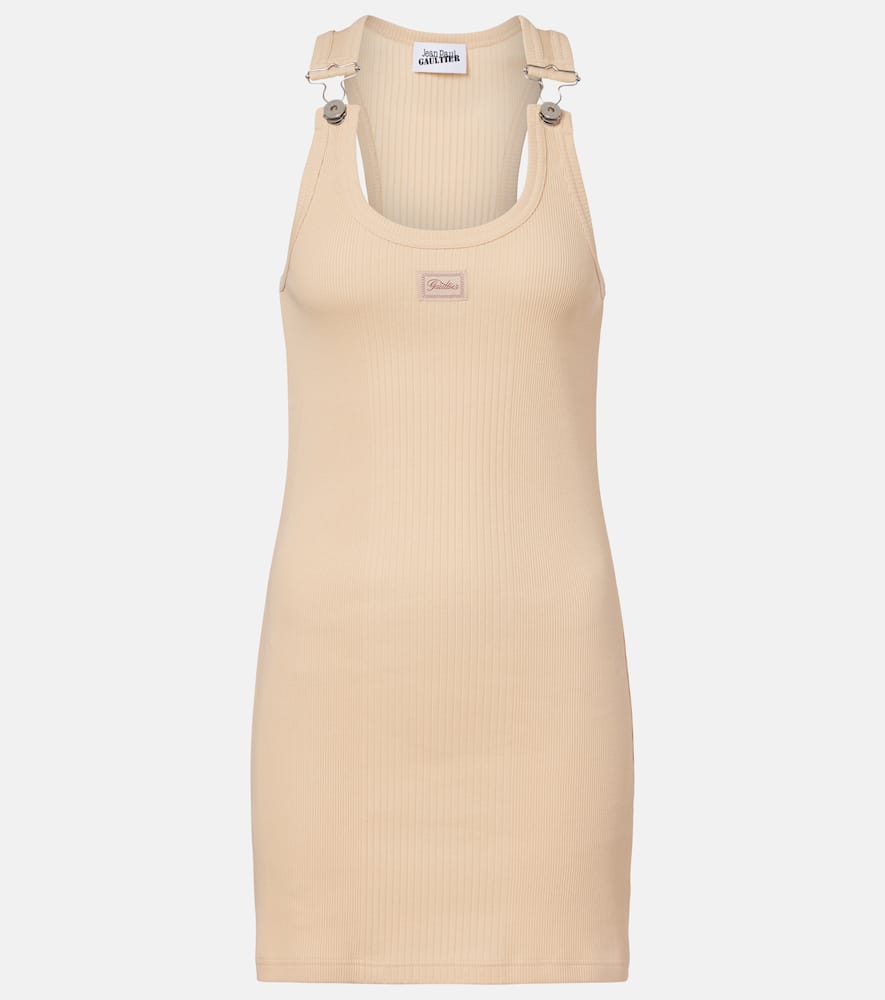 Ribbed-knit cotton minidress