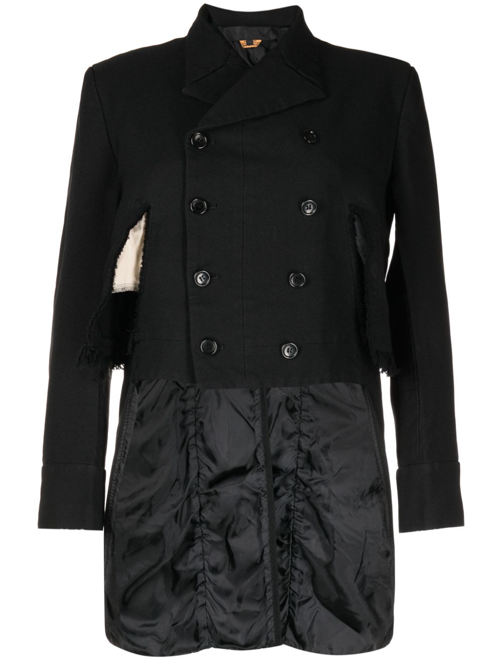 Ripped double-breasted blazer - Black