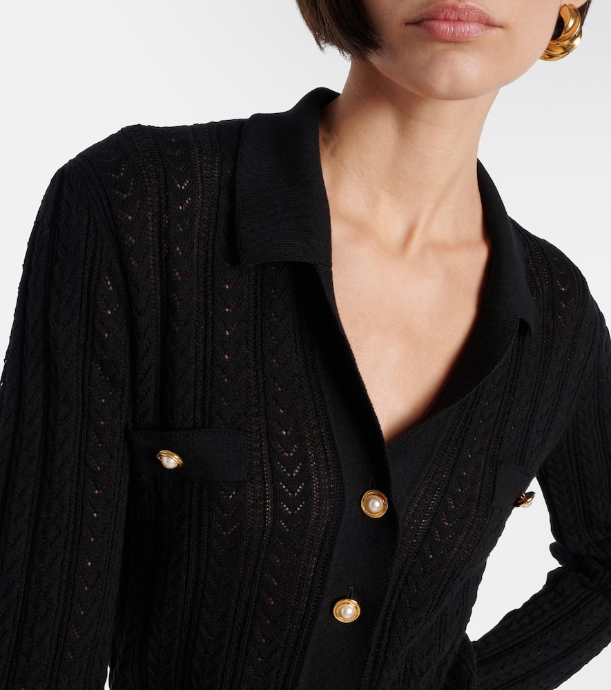 Pointelle cotton and cashmere cardigan