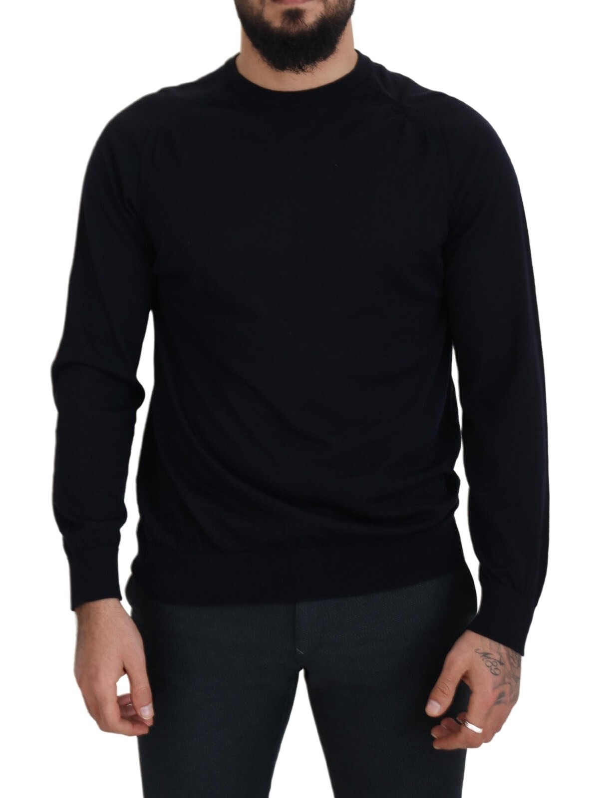 Alpha Studio Black Wool Crewneck Pullover Sweatshirt Men's Sweater Pre-Owned