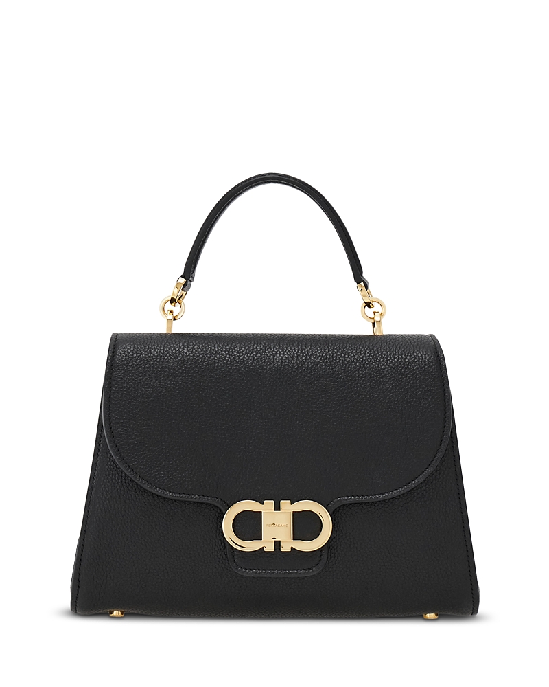 Double Gancino Small Leather Top Handle Bag