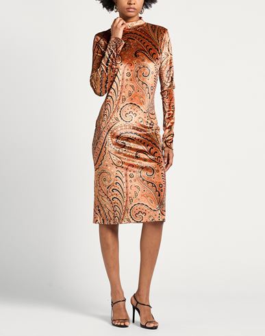 Woman Midi dress Orange Size 6 Polyester, Elastane