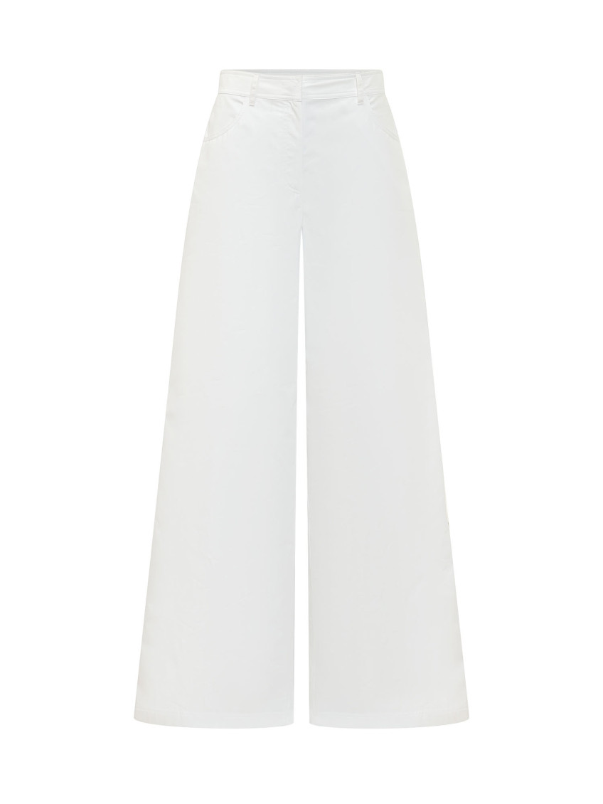 White Relaxed Flat Front Pants