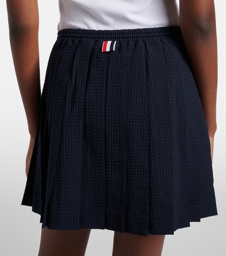 Pleated striped wool miniskirt
