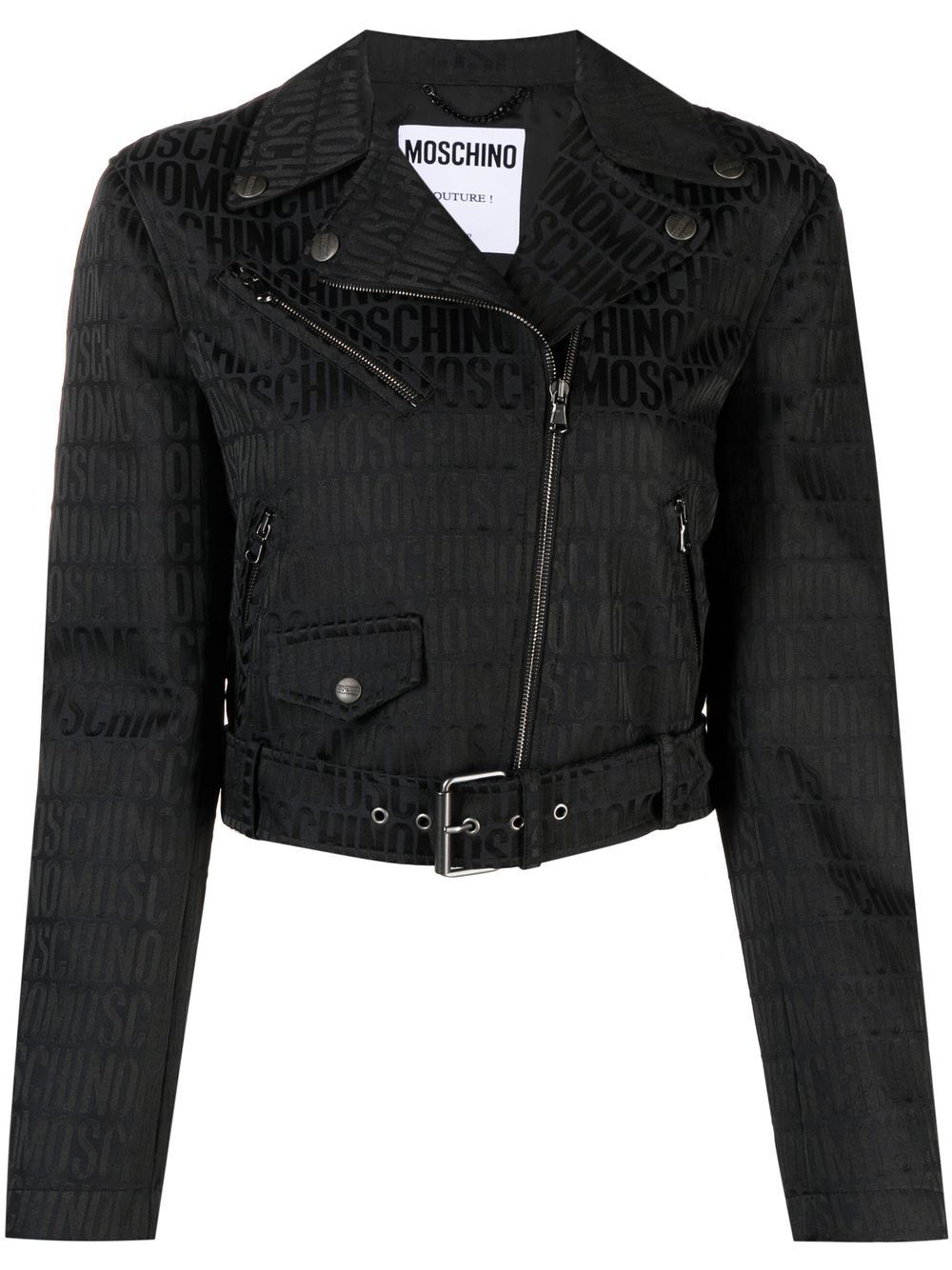 Cropped zip-fastening jacket - Black