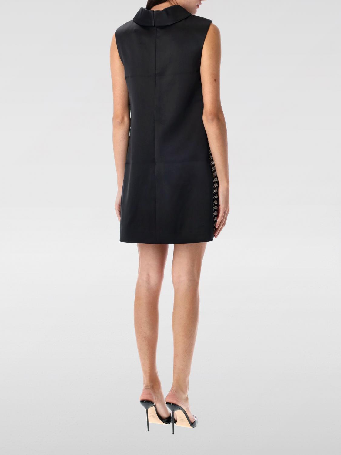 Chain-detail satin dress - Black
