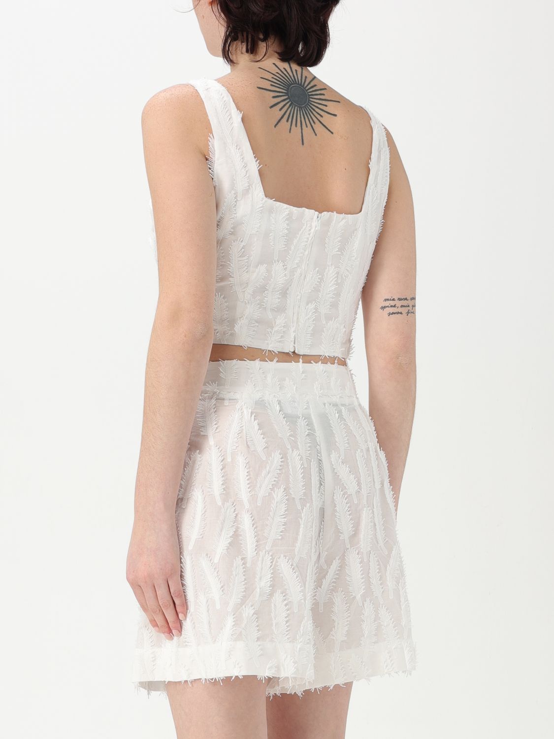 Appliqué-detail top - White