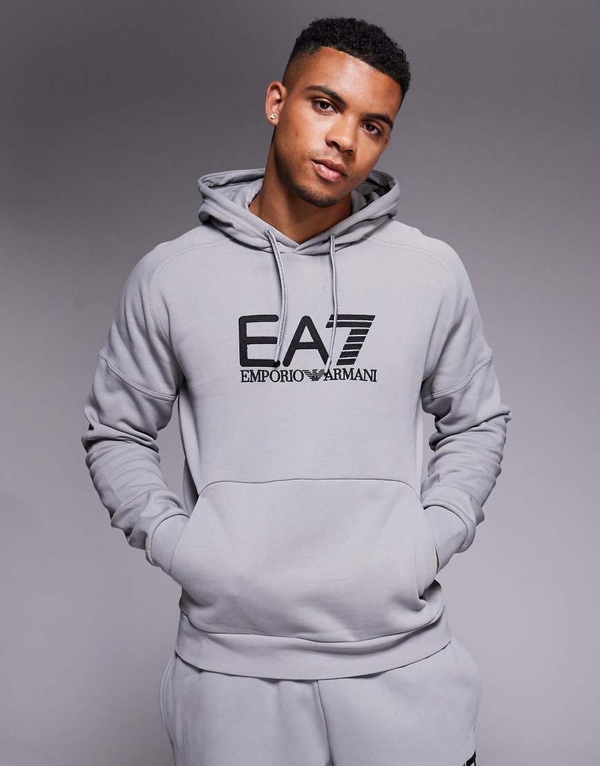 Armani train visibility logo hoodie co-ord in grey